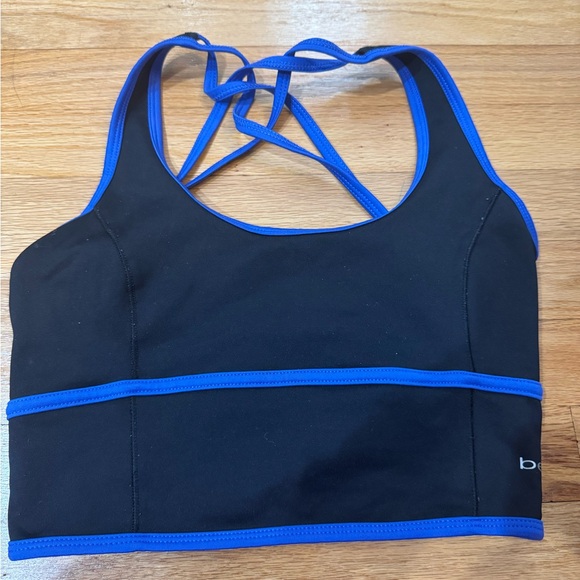 Black and Blue Longline Sports Bra by Bebe - Picture 1 of 2